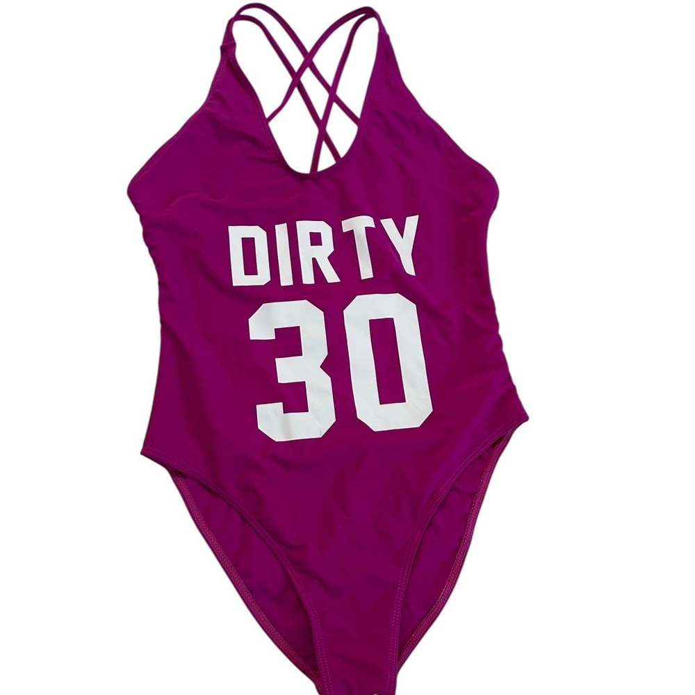 Dirty 30 Purple Pink One Piece Bathing Suit Size M
